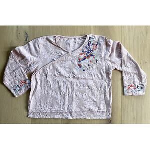 Blush Pink Hanfu Top - Traditional Chinese Embroidery Small
